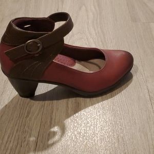 Brown and Burgundy Heels with Ankle Strap